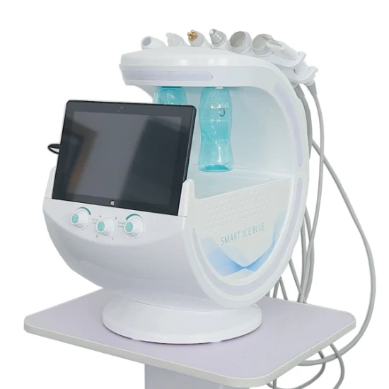 Tragbares 7in1 Hydrafacial Aqua Peel Smart Ice Blue RF Radiofrequenz-Hautwäscher Hydra Dermabrasion Hydro Gesichtspflege Schönheitsgerät mit Hautanalysator